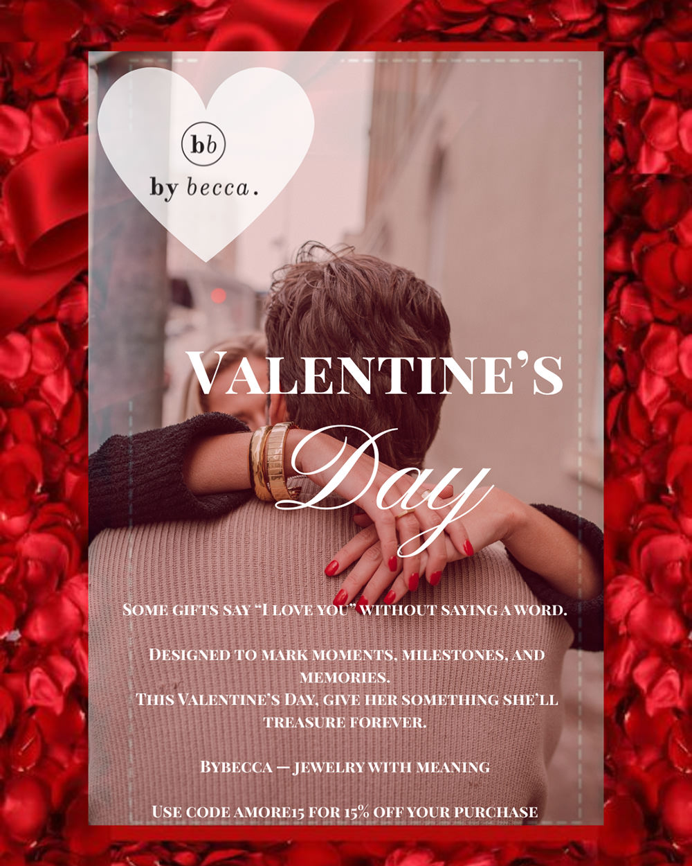 Red and White Roses Valentines Day Instagram Post